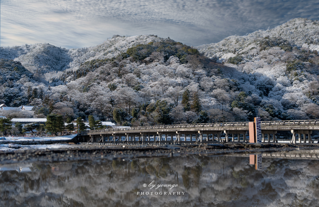 雪の京都嵐山